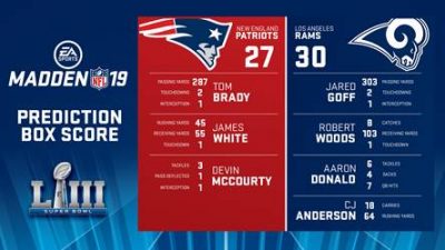 Madden NFL 19 predicts that the Patriots go home crying